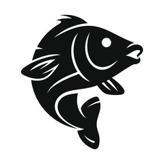 Black and white fish on a white background in vector EPS8