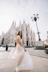 Obraz premium Young caucasian bride on wedding day in Italy