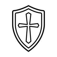 crusader knight shield line icon