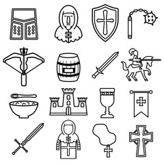 crusader knight set line icon