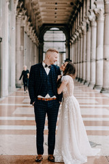 portrait of Gorgeous wedding couple in Italy