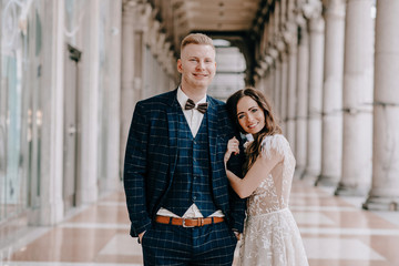 portrait of Gorgeous wedding couple in Italy