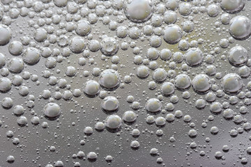 small bubbles and drops oil and water background texture gray abstraction