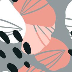 Pastel pink and grey brush stroke pattern - modern seamless design for print