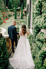portrait of Gorgeous wedding couple in Italy