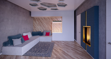 Interior visualization of living room