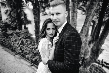 portrait of Gorgeous wedding couple in Italy