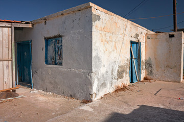 Fototapeta na wymiar Fisherman houses in a village on the south coast of the island of Crete in Greece.