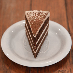 Sliced of coffee and chocolate layer cake