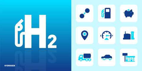 Wasserstoff – Brennstoff der Zukunft – Logo und Icons