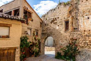 Beautiful buildings and houses in the town of Valderrobres, Spain
