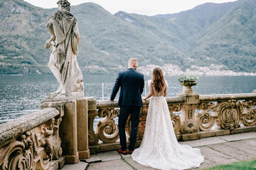 portrait of Gorgeous wedding couple in Italy