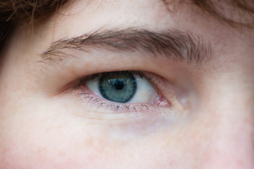 Obraz premium Female eye close-up. Concept for skin, eyelashes and eyes.