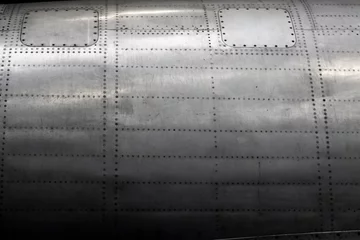 Printed roller blinds Old airplane Old gray fuselage of a vintage aircraft background