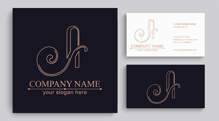 A letter monogram. Elegant luxury logo. Calligraphic style. Corporate identity and personal logo. Vector design.