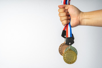 Plakat Medals and white background with successful concept.