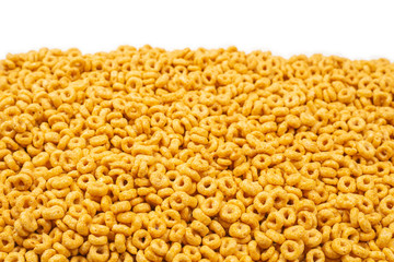 Corn-flakes background and texture. Top view.