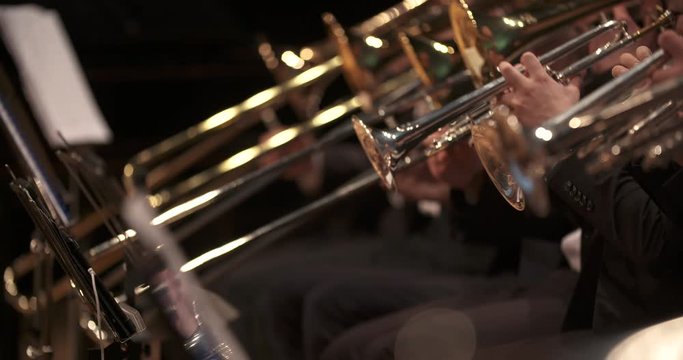 musician playing trumpet at concert