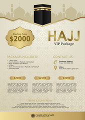 Luxury hajj or umrah design in gold color. template for brochure or booklet, coporate. modern design