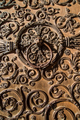 Detail of the door in Notre Dame cathedral, Paris