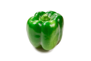 Group of green bell peppers isolated on white background.