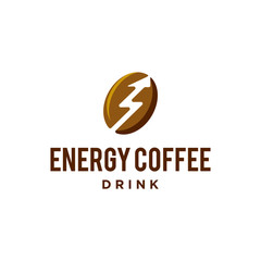 coffee bean energy drink logo vector icon design template 