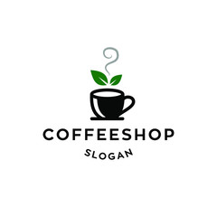 coffee and tea hipster logo icon with bean plant branch leaf design for cafe , restaurant cafetaria illustration