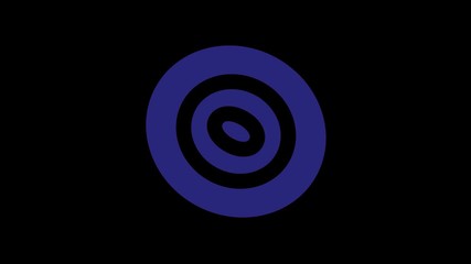 Colored graphic object in the shape of concentric ovals on a minimal black background, which rotates clockwise reducing the size from full screen to zero, then returns to full screen. - Powered by Adobe