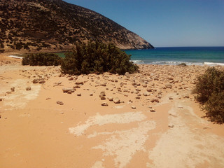 Fototapeta na wymiar View of Potamos Beach. Gavdos Island. Libyan Sea. Greece. 