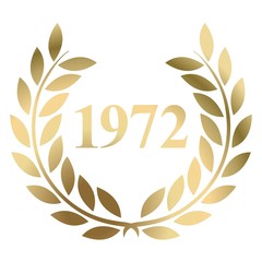 Obraz premium Year 1972 gold laurel wreath vector isolated on a white background 