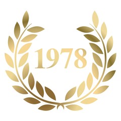 Obraz premium Year 1978 gold laurel wreath vector isolated on a white background 