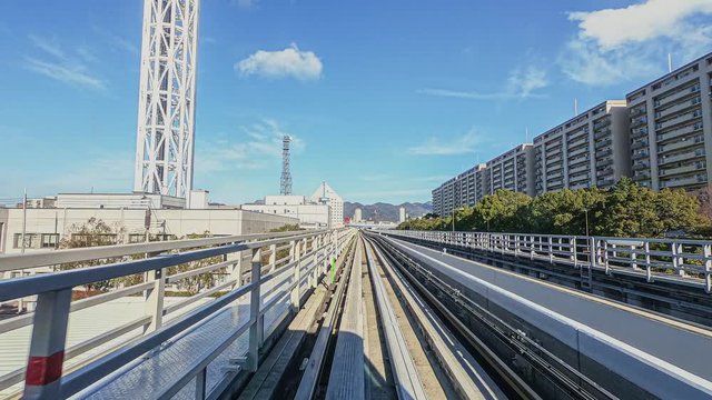 Hyperlapse POV riding through Kobe Portliner, Kobe, Japan, Janyuary 2020