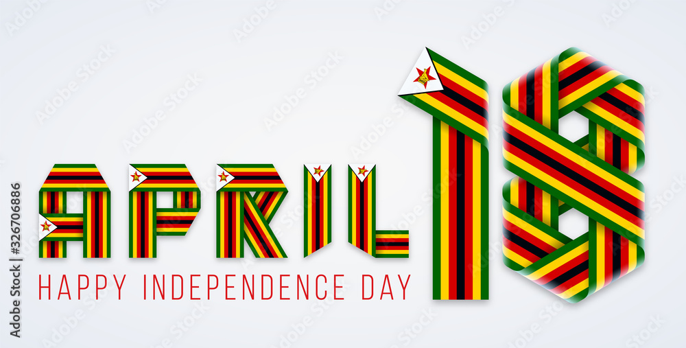 Wall mural April 18, Zimbabwe Independence Day congratulatory design with Zimbabwean flag elements. Vector illustration.