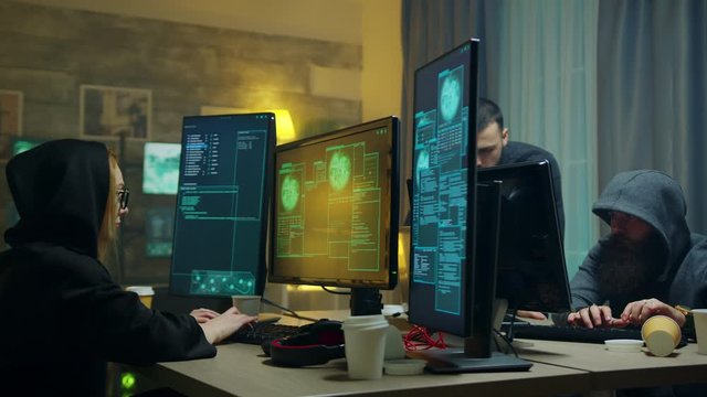 Excited hacker team after access granted on a cyber attack