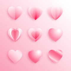 pink hearts. Design elements for Valentine's day.
