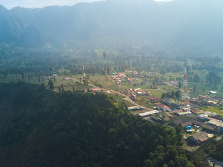 Aerial view of village at Bromo mountain.