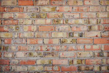 Grungy red brick wall texture background.