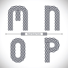 Alphabet Steel Grate style in a set MNOP