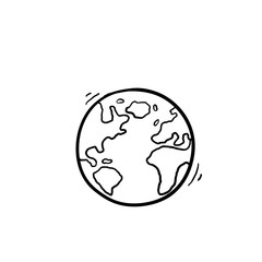 hand drawn Globe icon. Vector illustration. Flat doodle design. cartoon style vector isolated