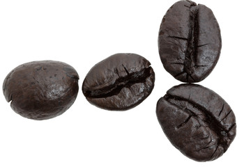 Fototapeta premium Roasted coffee beans isolated on white background,close up