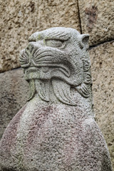 Fototapeta na wymiar Japanese Mythological Animal Sculpture, Tokyo Japan