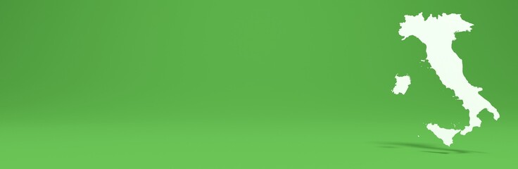 white Italy map 3D rendering green background