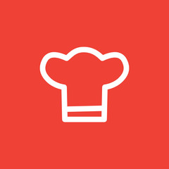 Chef Hats Icon On Red Background. Red Flat Style Vector Illustration