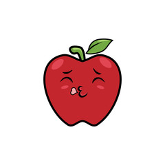 Illustration graphic vector of Cute Fruit - Apple, funny expression, kawaii style, fruit character, red apple vector.