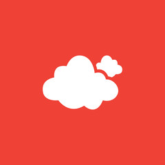 Cloud Icon On Red Background. Red Flat Style Vector Illustration.