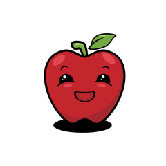 Illustration graphic vector of Cute Fruit - Apple, funny expression, kawaii style, fruit character, red apple vector.