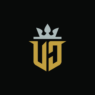 Initial Letter VJ with Shield King Logo Design
