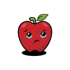 Illustration graphic vector of Cute Fruit - Apple, funny expression, kawaii style, fruit character, red apple vector.