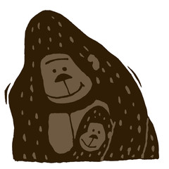 かわいいゴリラの親子
