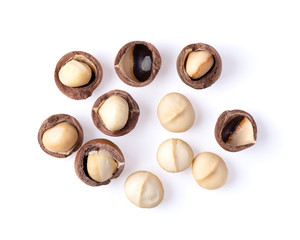 macadamia nuts  isolated on white background